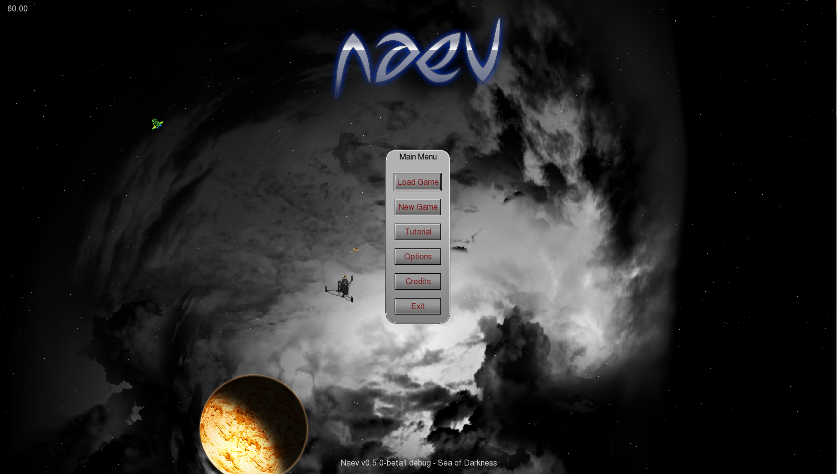 Main menu with tutorial button